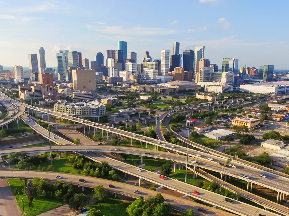 Houston Highway Drone Shot