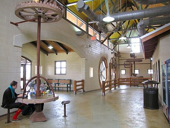 View toward the grist mill exhibit display