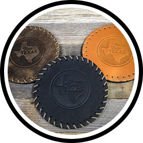 Image of True Texas Leather Coasters