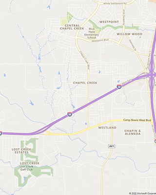 Map of: I-30 from Linkcrest Drive to I-820