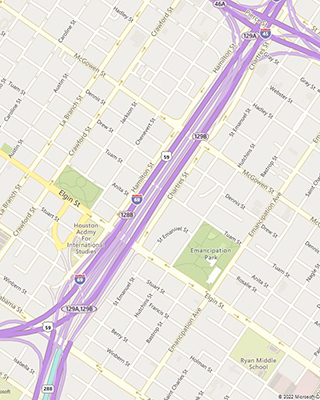 Map of: I-69 from I-45 South to SH 288