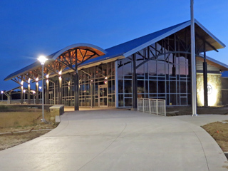 View toward the building entrance of the new Hopkins County Safety Rest Area